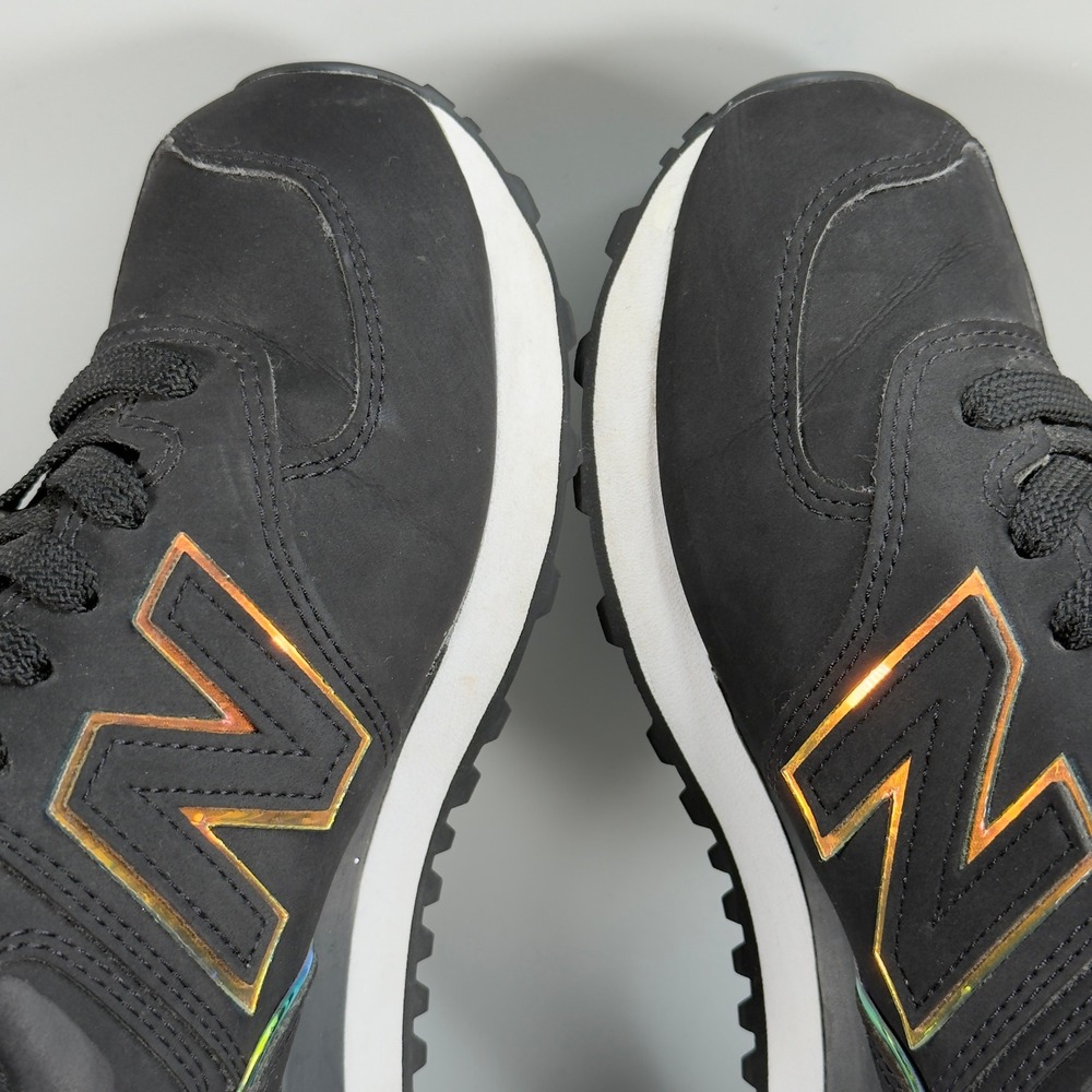 New Balance 574 Womens 6 B Casual Sneaker Black Iridescent Low Lace Up Dad Shoes - Picture 10 of 16